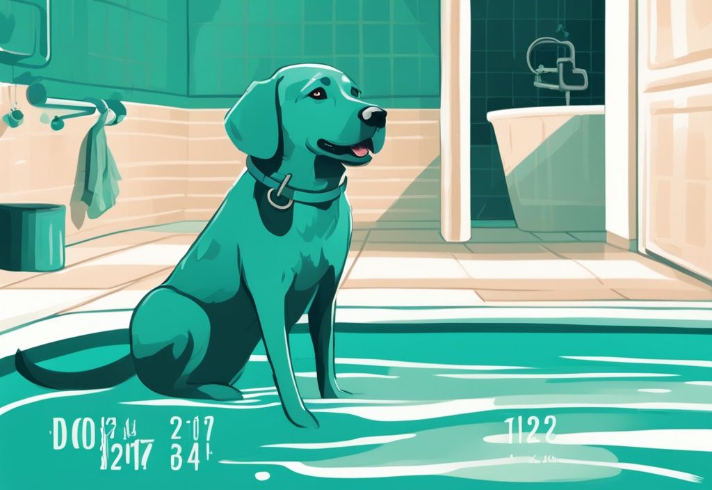 Moderner digitaler Kalender mit markierten Terminen für Hundebad, glücklicher sauberer Hund, Hauptfarbe Teal.