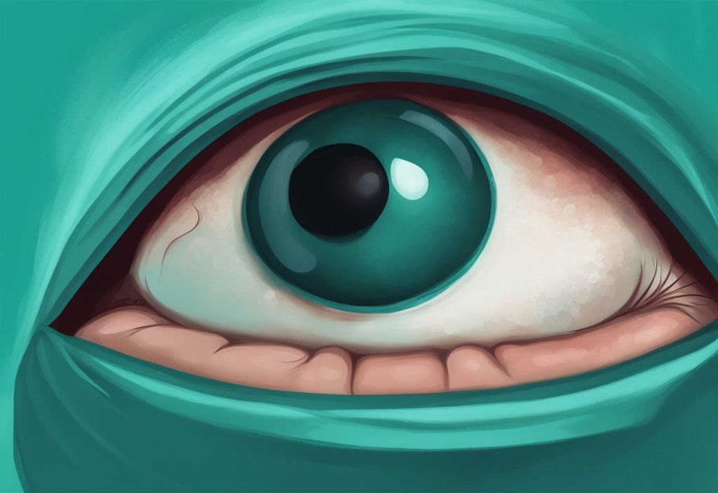 Nahaufnahme einer Hundenase mit Leishmaniose, zeigt typische Anzeichen wie Wunden und Hautläsionen, digital gemalte Illustration in modernen Teal-Farben.